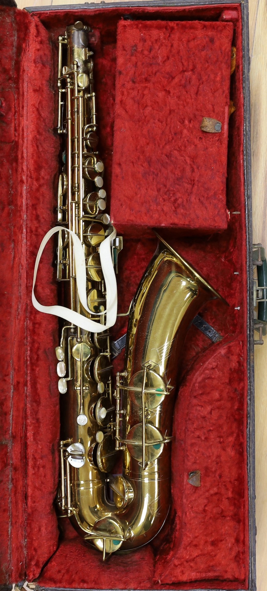 A cased Selmer Pennsylvania special tenor saxophone